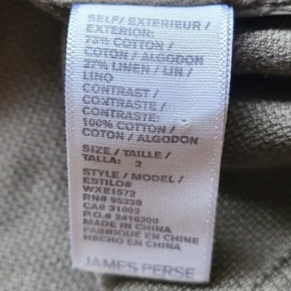 STANDARD JAMES PERSE MIXED MEDIA WOMEN'S LINEN-COTTON PANTS ELASTIC WAIST sz 2 - Picture 7 of 7